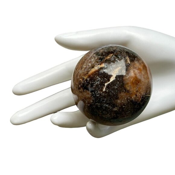 Sphere Agatized Petrified Dinosaur Bone Lapidary Polished 212 grams 2.25" D - Picture 6 of 9